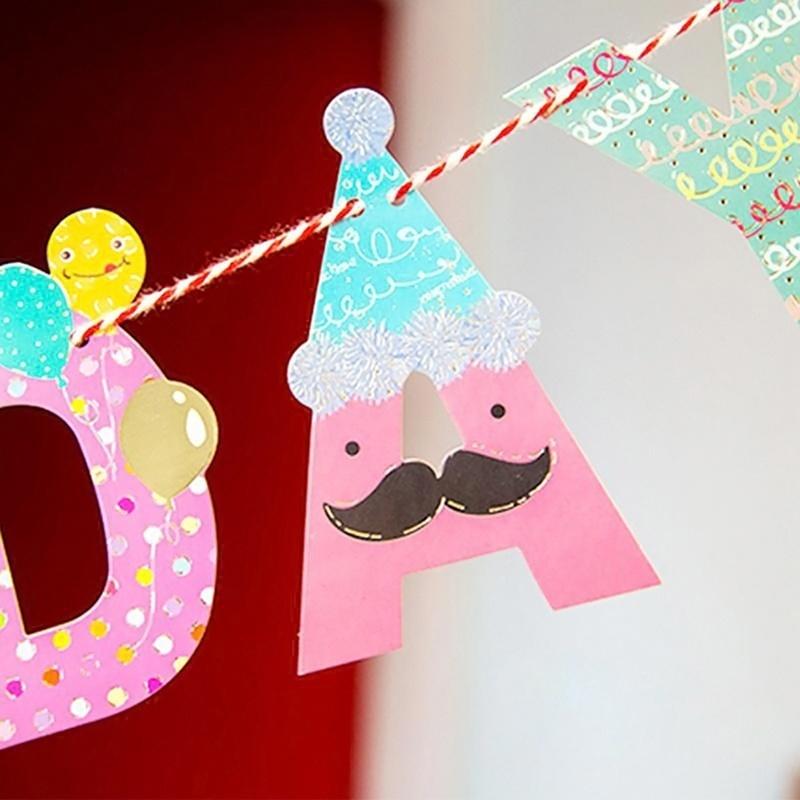 Happy Birthday Party Cute Garland Design Birthday Party Bunting Banners