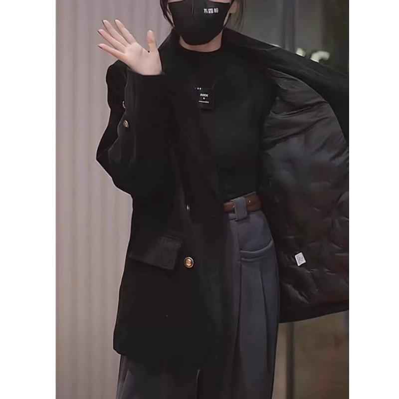 Down Lining Casual Suit Jacket Women's Cold Season New Down Jacket Korean Style Loose Suit