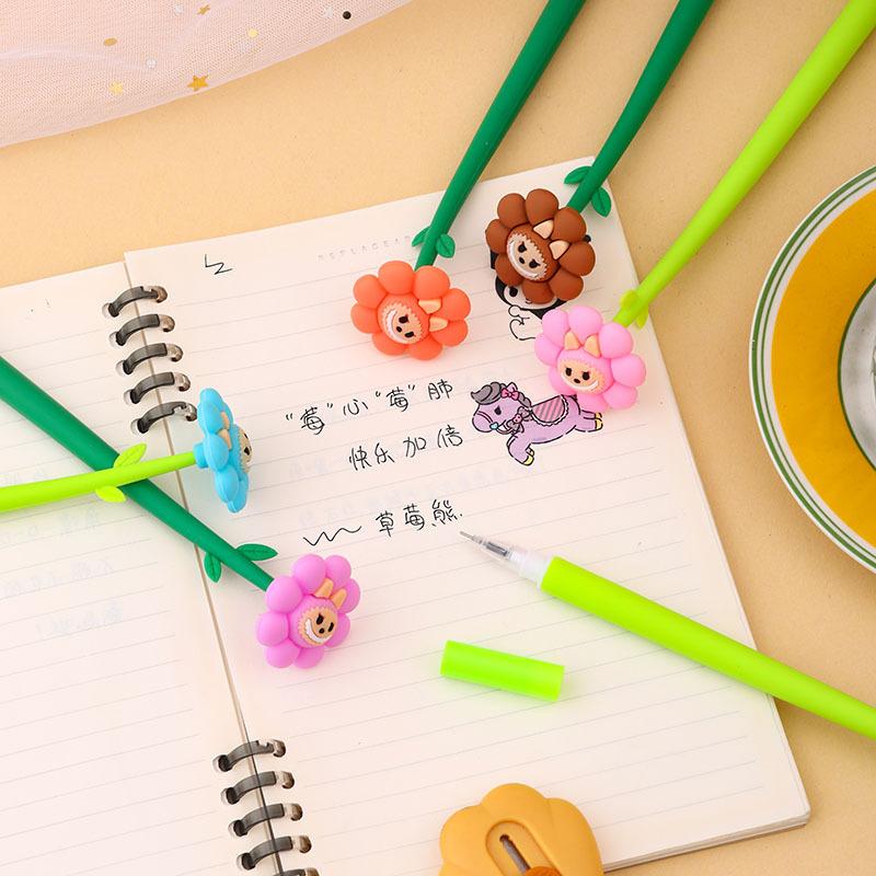 48 pièces Forme Tournesol Secousses Stylo Neutre Poignée Confortable Papeterie Fournitures Scolaires de Bureau Prix Étudiant Cadeau Outils d'Écriture Cadeau de Vacances Nouveauté Sta