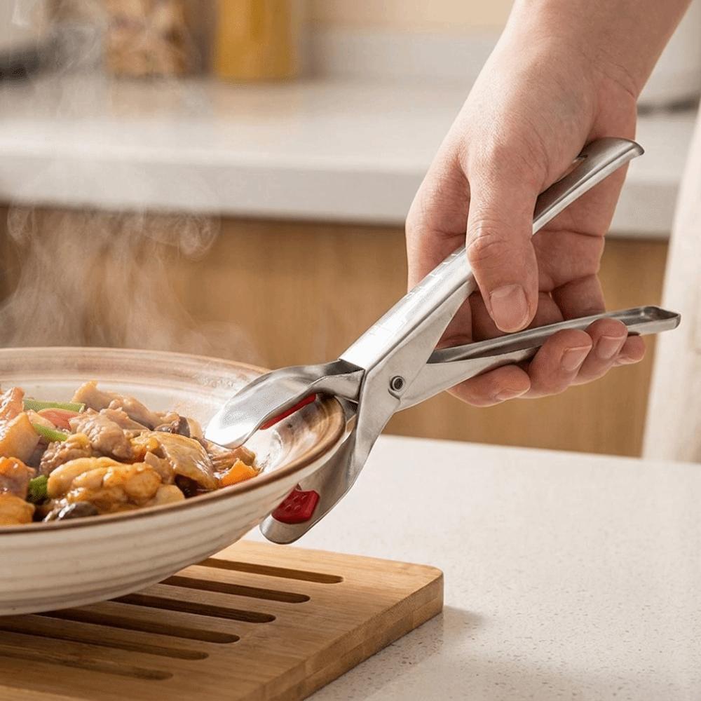 Ergonomic Handle Stainless Steel Dish Clips Non Slip Hot Plate Holder Bowl Clips Restaurant
