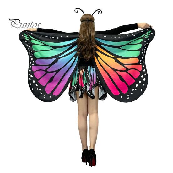 

Бабочка накидка женская 3D цифровая печатная бабочка узор шаль с юбкой удобная бабочка крылья шаль для вечеринок на Хэллоуин L разноцветный