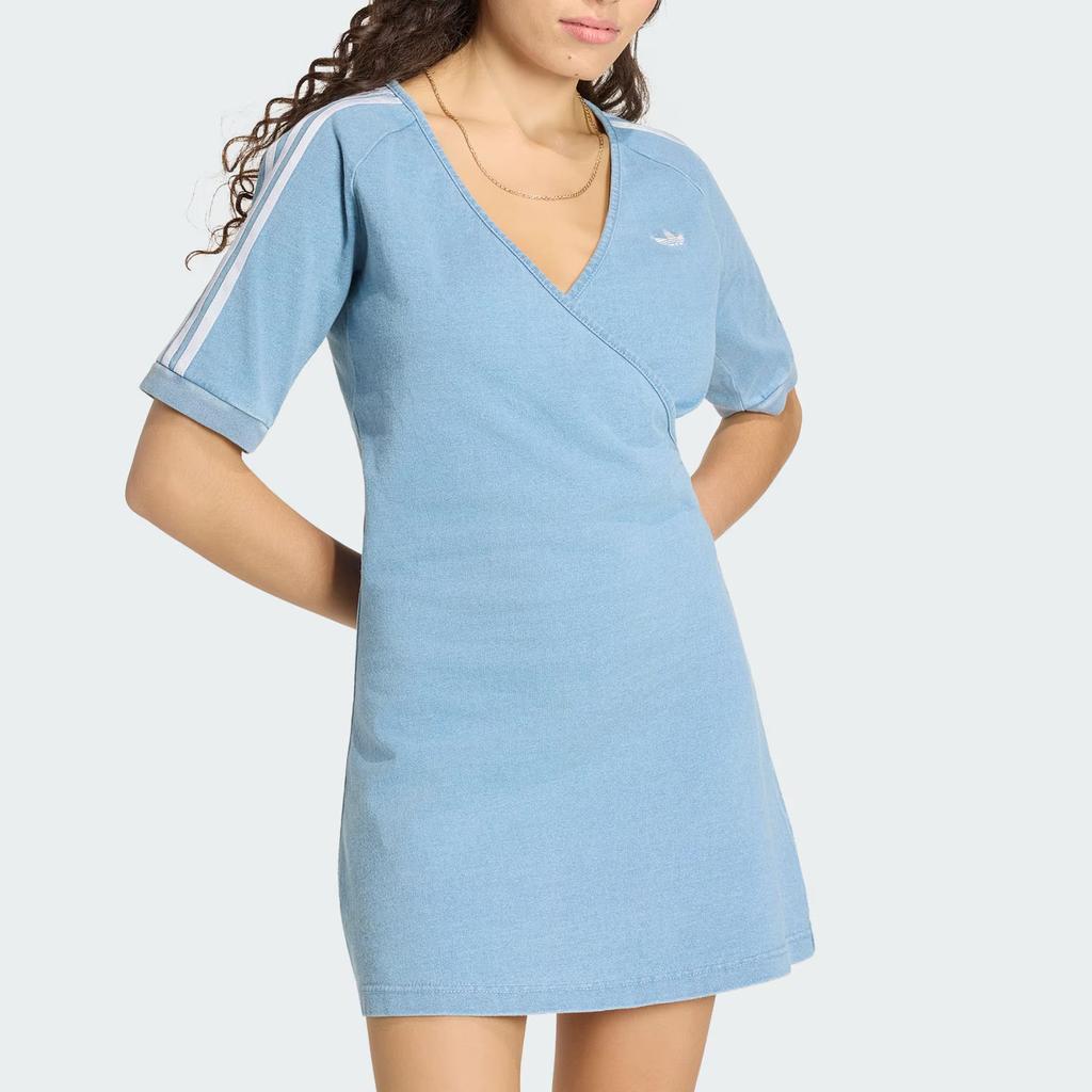 Adidas Originals Adilenium Season 5 Knitted Sports Striped Short Sleeve Dress Women dresses KZ5056