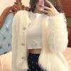 White Long Sleeved Jacket Women's Spring Sweater Autumn New Small and Short Loose and High-end Cardigan Top