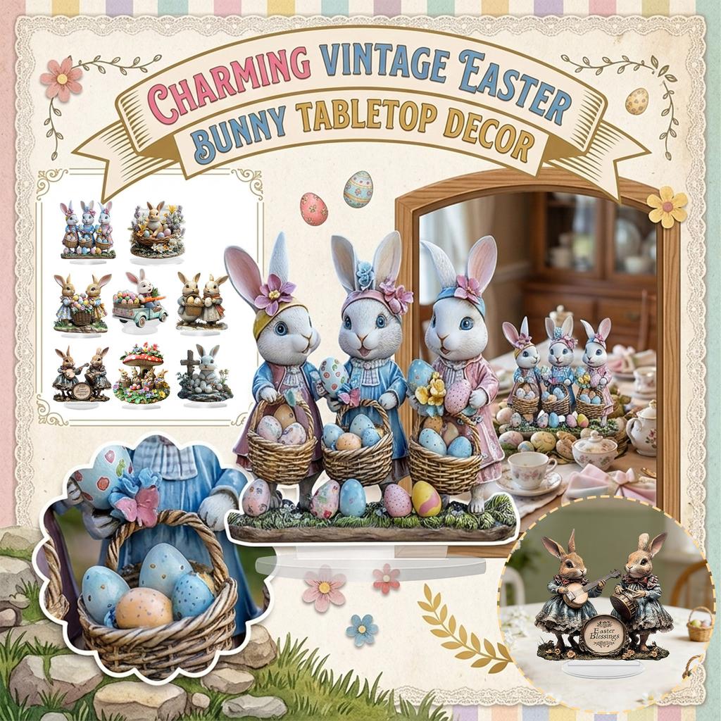 Ovo de Páscoa Coelho Enfeite de Chão, Decoração Vintage