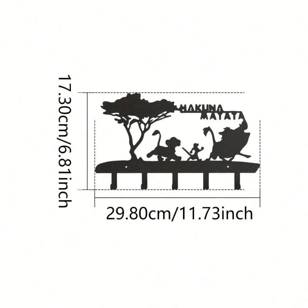 

5 Hook Dog Wall Mount Key Holder Shelf Black Metal Key Organizer Entryway Decor Space Saving Hanger Coat Keychain Gift TY4441