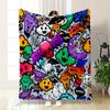 Bold Graffiti with Colorful Characters, Skulls, Clouds, and Comic Text. for All Seasons Blanket Lunch Break Throw Gift