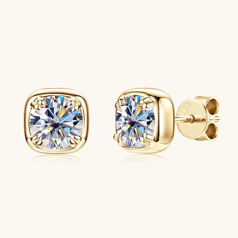 6.5mm 925 Sterling Silver Moissanite Stud Earrings For Women Simple Fashion Versatile Square Cut D VVS1 Exquisite Jewelry