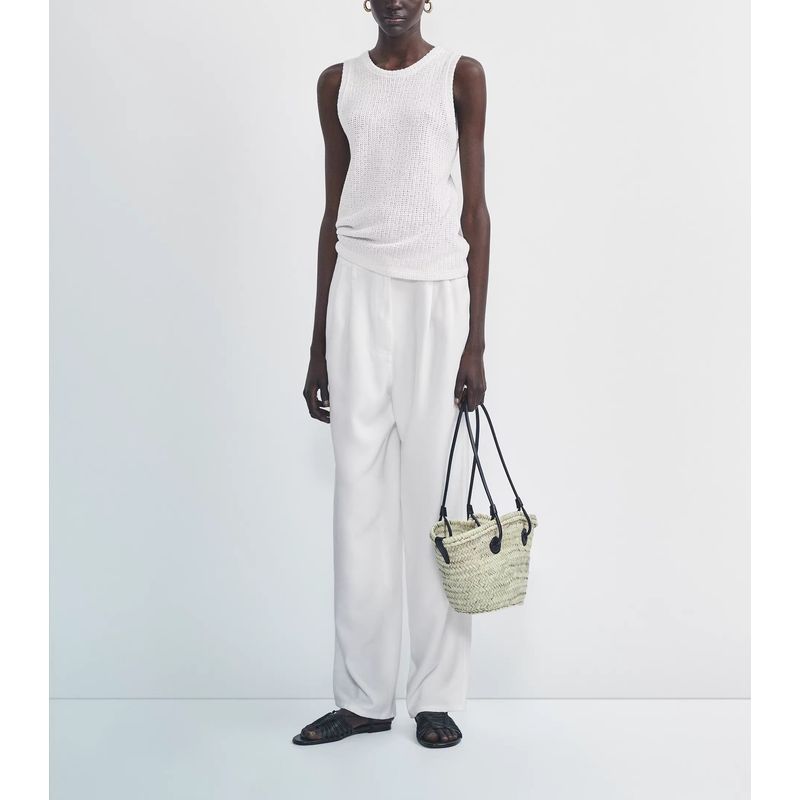 MD Spring New Arrival Women's Round Neck Straight-leg Silm Casual Minimalist Texture White Suspender Vest 6804533