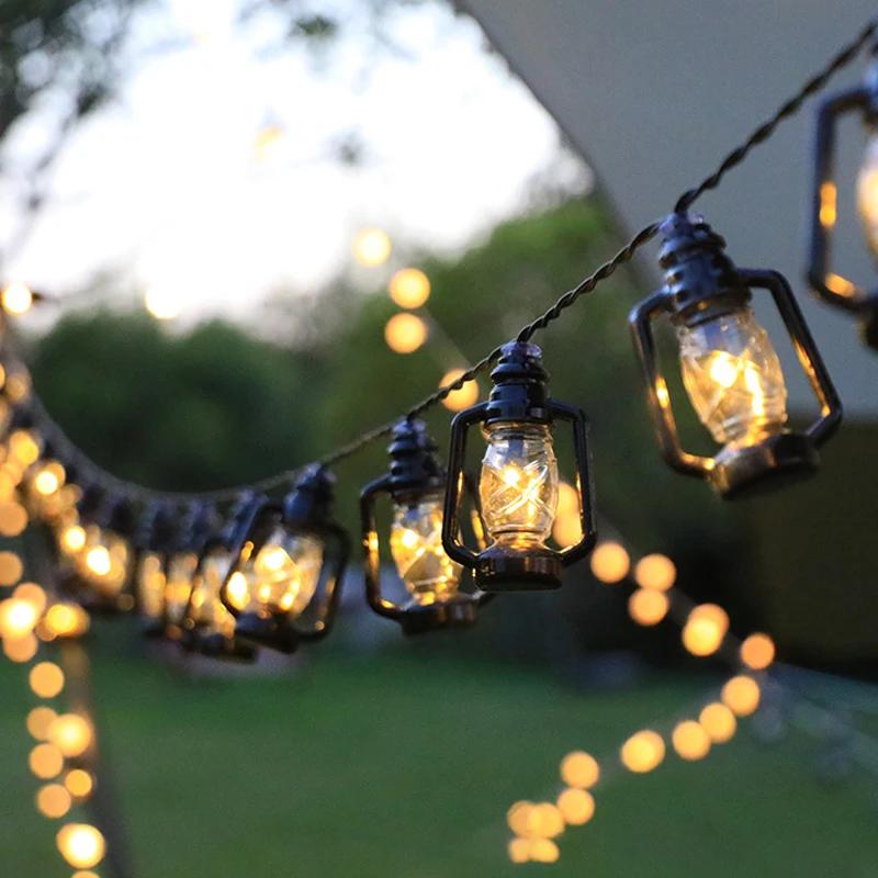 Solcelle LED-lys Utendørs Solcellelampe Parafinflaske Retro Lyslenke Jul Eventyrhage Gård Campinglys Dekorasjon