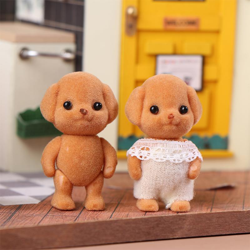 Cute Milo Poodle Dog Flocking Doll Action Figures Toy Kawaii Sylvanian Families Anime Figures Collectible Room Ornaments