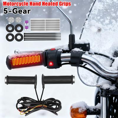 DC 12V Adjustable Hot Grip Handle Waterproof Electric Heating Handle 5-Gear Electric Hot Heated Grip Motorcycle Parts for Winter