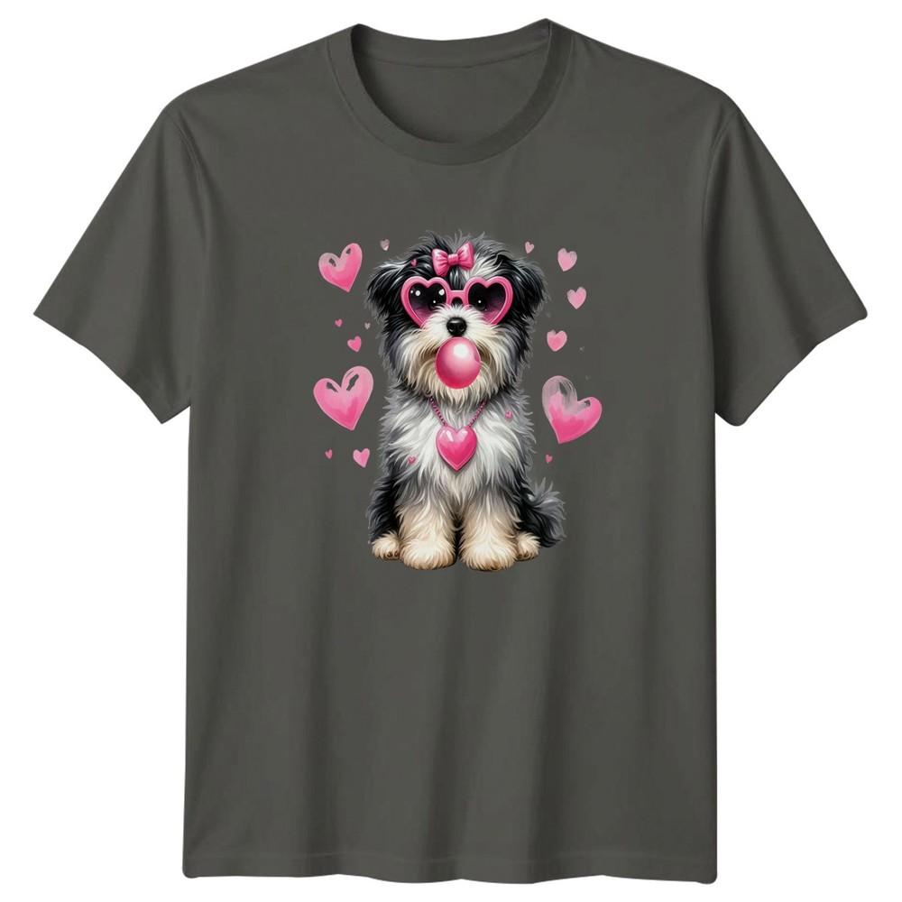 Cute Dog Blowing Bubblegum Dog Lovers Animal Graphic Unisexs TShirt Unisexs Tee S