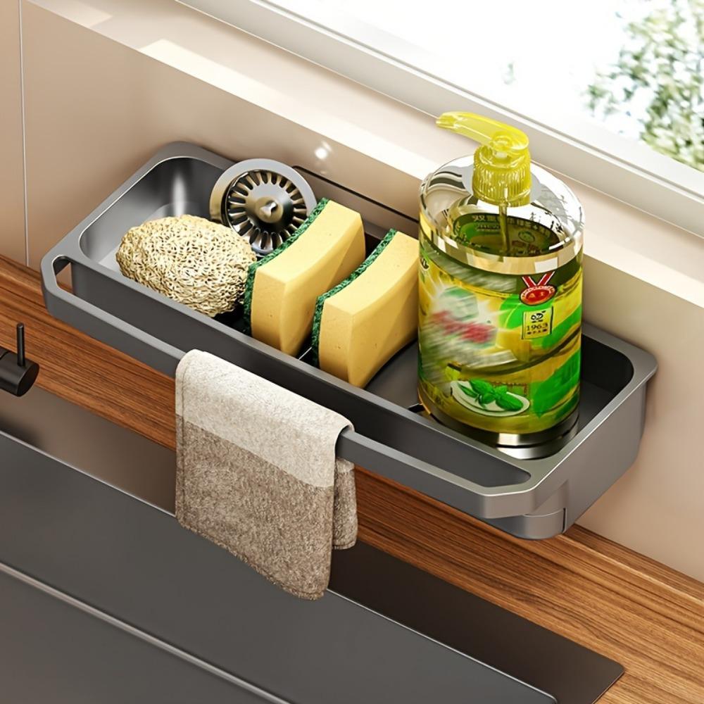 Household Dishwashing Drain Rack Sink Faucet Rack Punch-free Kitchen Rag Sponge Detergent Storage Rack