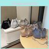 2024 New Fashion Small Diamond-studded Bucket Bag Women's Street Style Pu Chain Shoulder Crossbody Bag