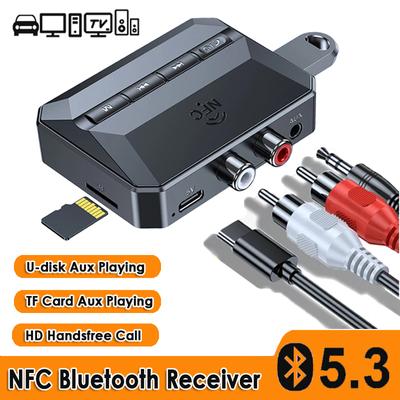 NFC Bluetooth 5.3 Audioempfänger 3,5 mm AUX R/L RCA Stereo Lossless HIFI Musik Wireless Adapter USB U-Disk Play Fernbedienung