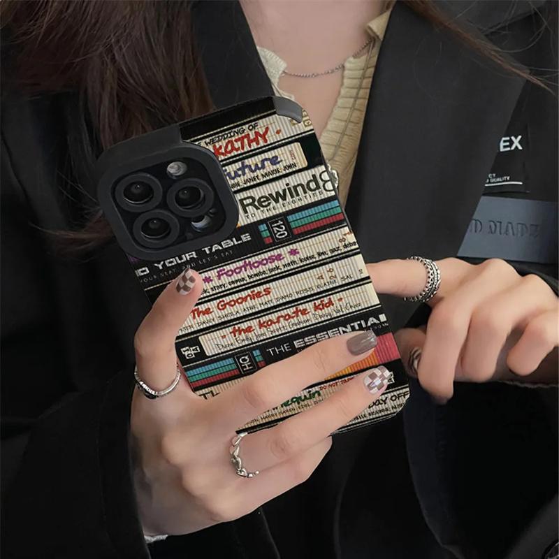 Fashion Art Letter Label Silicone Leather Case For iPhone 15 Plus 11 14 Pro Max 12 13 Mini X XS XR 7 8 SE Shockproof Full Cover