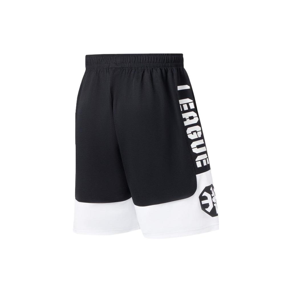 Li Ning Badfive Color Block Letter Print Elastic Waist Sports Training Quick Dry Casual Shorts Men Shorts Black AAPS055-2