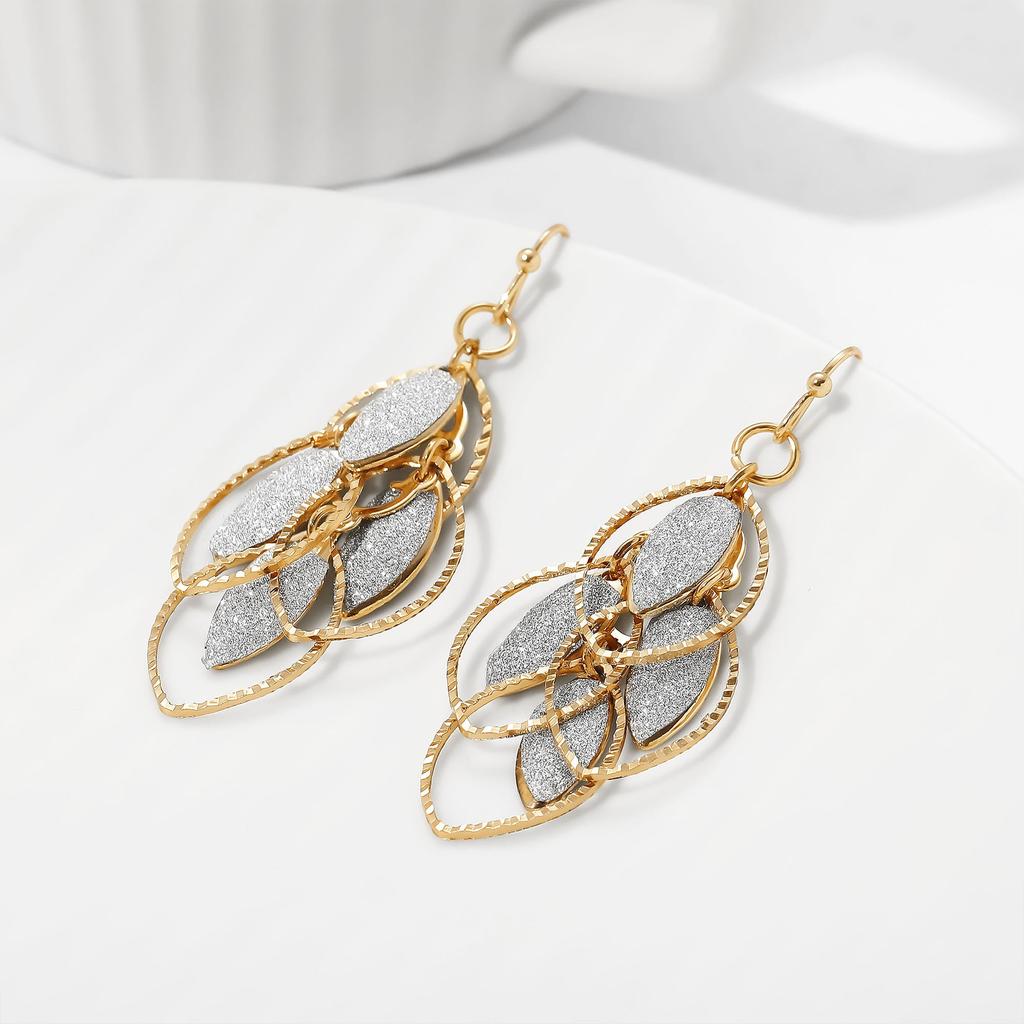 Women Bohemian Style Leaves Ear Drop Earring