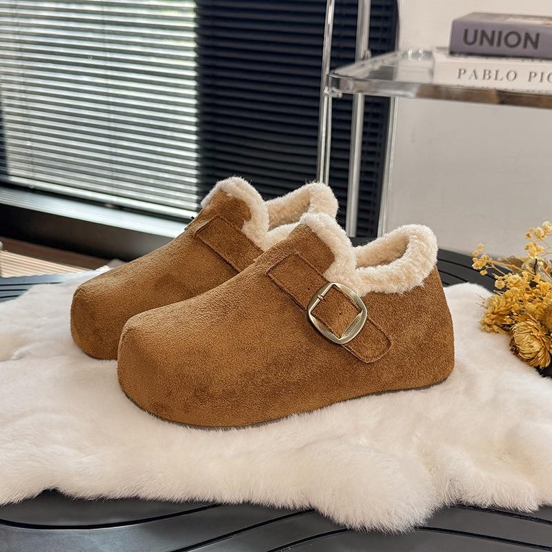 

Inner height women s new thick-soled fleece warm cotton shoes in winter and a pair of fleece shoes 40 верблюд