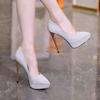 Super high heels women's 2025 spring and autumn new pointed head thin heel shallow mouth waterproof table royal sister sexy temperament fashion shoes