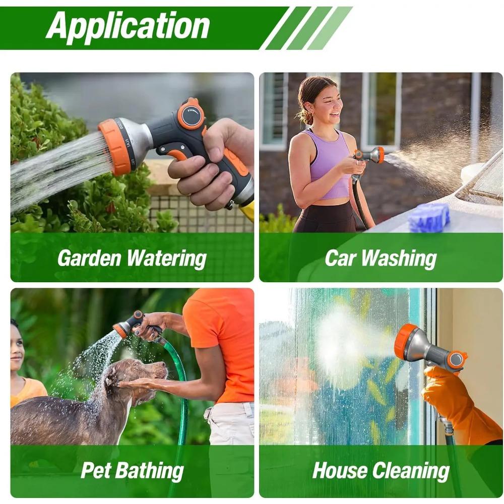 Garden Watering Gun 8 Modes High Pressure Sprayer Adjustable Irrigation Watering Nozzle for Plant Lawn Yard Watering Sprinkler