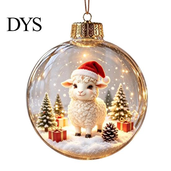 Festive Party Decorations Glowing Christmas Story Ornament, Light?Up Mini Holiday Scene Hanging Ball with Warm Gift Embellishments LED Light, Clear