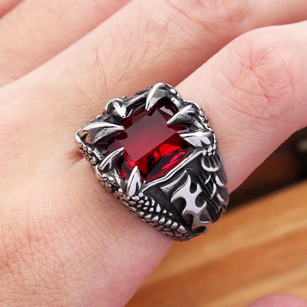 Vintage Viking Dragon Claw Stone Ring For Men Boy Stainless Steel Punk Rock Nordic Style Rings Fashion Jewelry Gift Dropshipping