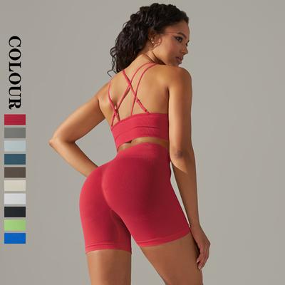 Sommer Yoga Set Frauen Fitness Anzüge Nahtlose Push-Up Bh Hohe Taille Shorts Gym Sport