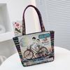 Cartoon embroidered canvas handbag women's bag casual handbag office worker small satchel