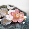 1 Pair Ancient Flowers Hair Pins Pink Resin Flower Hair Clips Crystal like Blossom Hairpins for Women Girls Hair Accessories