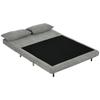 Double Sofa Bed with Adjustable Backrest and 2 Cushions. In Grey Linen-Effect Fabric