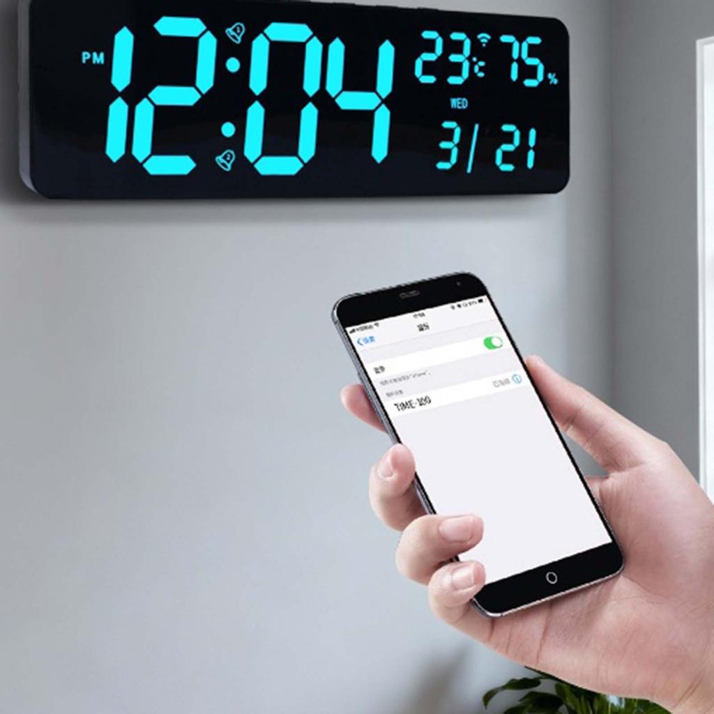 RGB Electronic Wall Clock 360x115x23mm Light Sensor Perpetuals Calendar Versatile Timer Type C Power Supply Home Parts