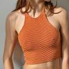 Damen Neckholder zum Binden im Rücken Ärmellos Rückenfrei Gestricktes Crop Top, Sommer Neckholder Tops für Damen Sexy Tops