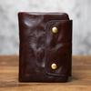 NZPJ Vintage Top-Grain Leather Compact Wallet Genuine Men's Leather Bag Large Capacity Premium Ladies Wallet