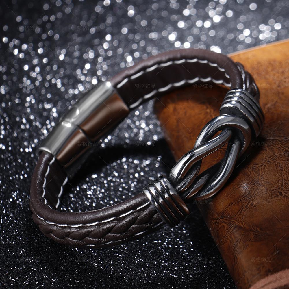 Tribal Style Stainless Steel Braided Bracelet for Men Handmade Titanium Steel Bangle