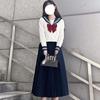 Japanese JK Uniform Set: White Three-Striped Skirt & Short-Sleeve Top, Summer Mid-Length, Classic School Style, Plus Size Available.