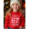 Kids Unisex Crewneck Sweatshirt, Pink Star Heart 67 Six Seven Cute Girly Graphic Long Sleeve Pullover, Soft Fleece Sweatshirts for Boys Girls Ages 4+