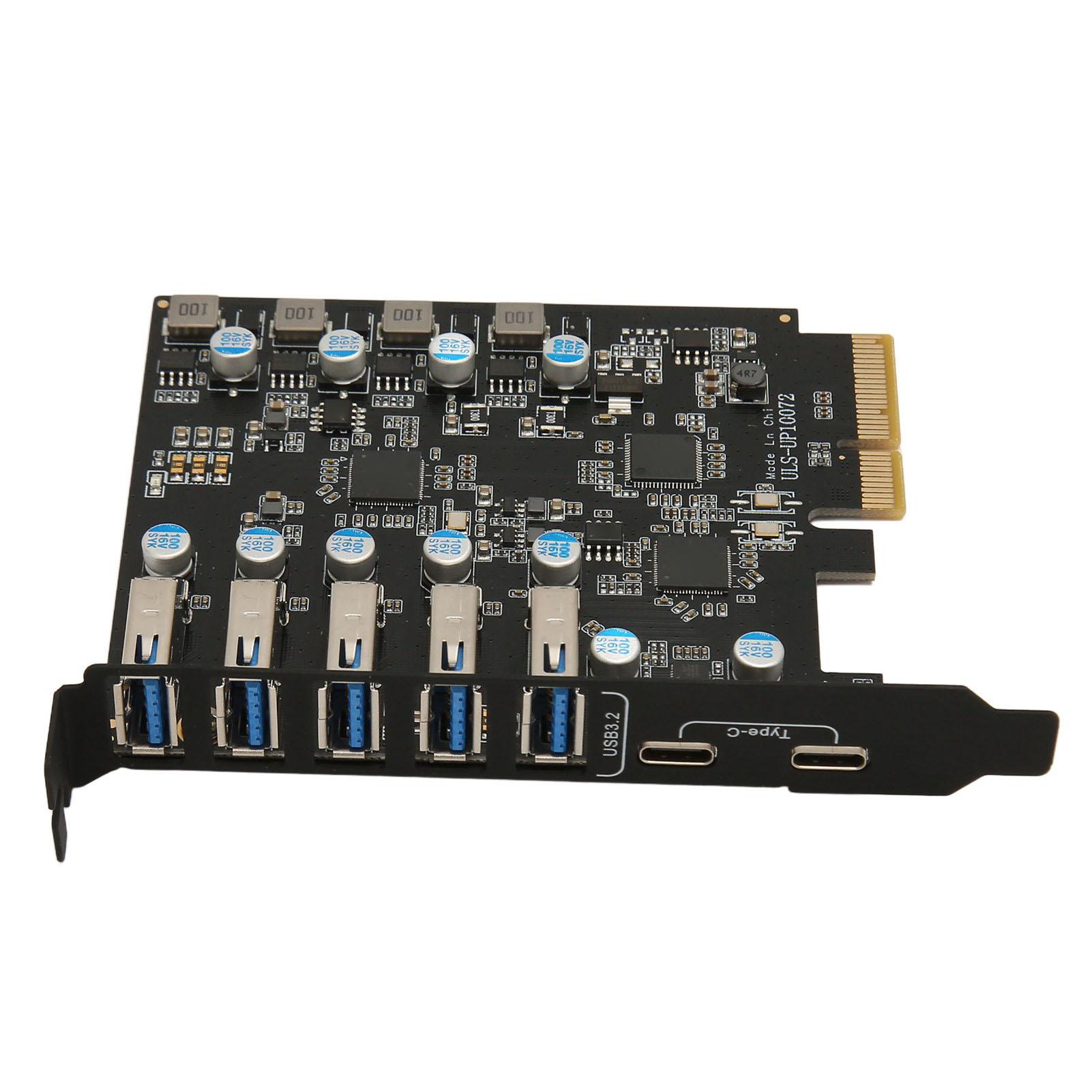 

USB3.2 PCIE Expansion Card 2 Type C 5 Type A 10Gpbs Desktop PC Expansion Card for Windows7 8 10 for