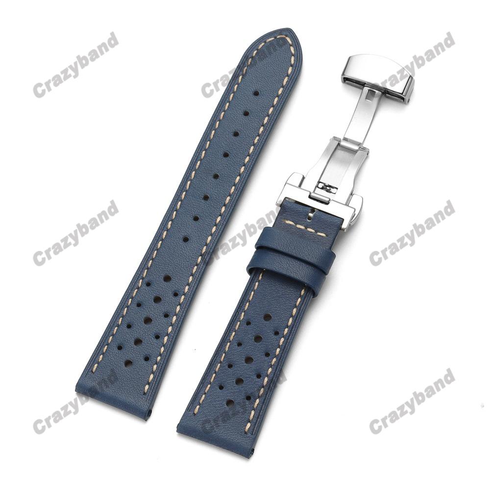 

Cowhide Leather Watch Band 18mm 20mm22mm 24mm Oil Wax Calfskin Strap Bracelet Breathable Wrist Belt Butterfly Buckle Accessories 18mm