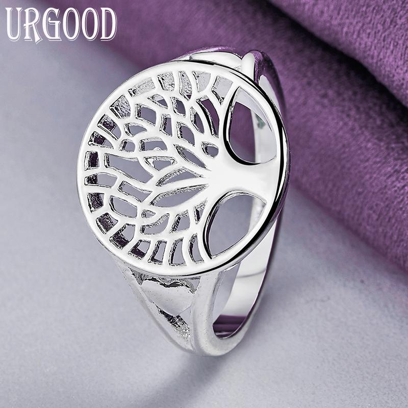 925 Sterling Silver Round Tree of Life Ring Fashion Jewelry