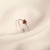 Elegant Japanese Style Heart Ring - 925 Sterling Silver with Red Stone, Open Design for Girls, Simple and Fresh.