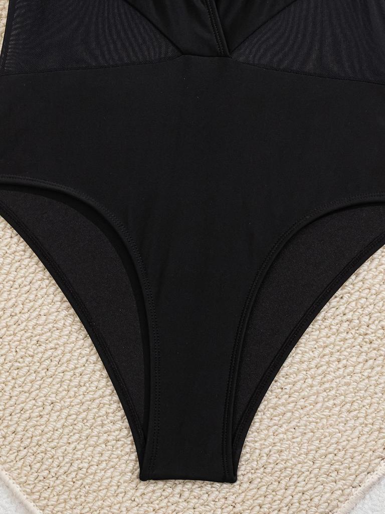 2025 New European & American Starfish Mesh Halter Neck One-Piece Swimsuit for Women