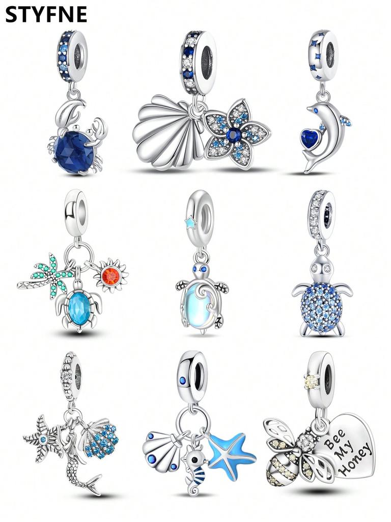 Charms Plata Marine Animals Crabs And Shells Beads Charm Copper Plated Fit Charms Original Bracelet For Jewelry Making Diy Charm