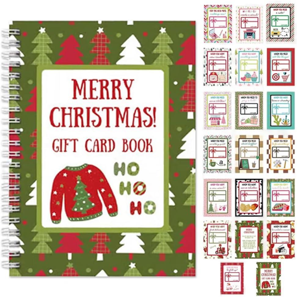 Merry Christmas! Gift Card Book, 5x7 Color Spiral-Bound Merry Christmas Gift Card Book, DIY Personalized Xmas Gifts for Family, Friends, Students