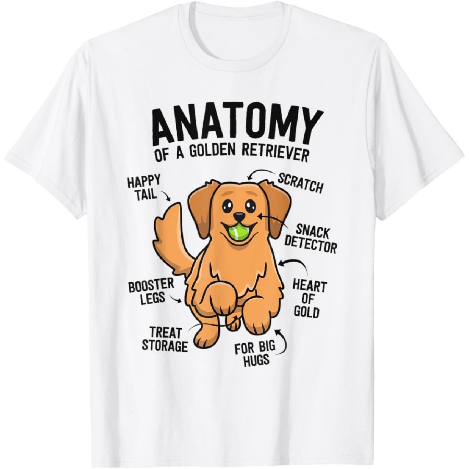 Anatomy Of A Golden Retriever Shirt Funny Dog Lover Gifts T-Shirt XXXXXL белый