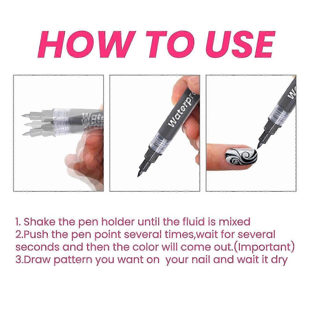Waterproof Nail Art Pen Set - 4 Vibrant Colors for Easy, Smudge-Proof, Quick-Drying, and Stylish Nail Designs Perfect for Beginners & Professionals