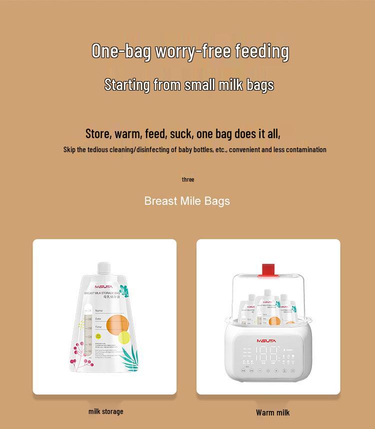 Misuota Stand-Up Double-Seal Breast Milk Storage Bags with Direct Pump Connection