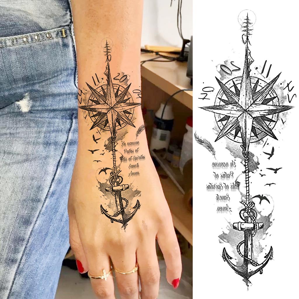 1 Foglio Tatuaggi Temporanei Vichingo Maori Drago Totem per Uomo Avambraccio Collo, Adesivi Tatuaggio Finti Temporanei Impermeabili Tatuaggi Realistici