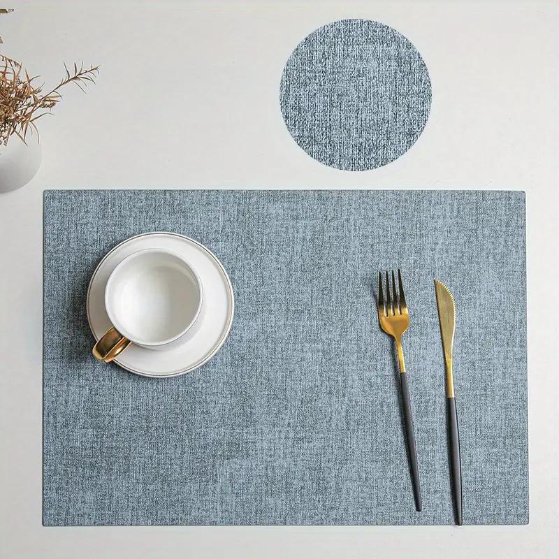 Leather Table Place Mats,Dual-Sided Cloth Pattern Rectangle Placemats for Dining Table Heat-Resistant Waterproof Mats, Placemats