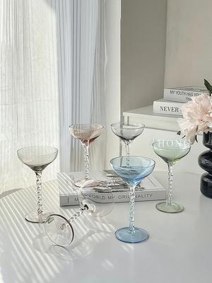 Colorful Spiral Rod Handle Wine Glass Cocktail Glass High-value, Niche Vintage Champagne Glass Goblet Glass